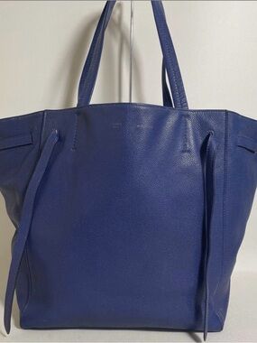 Celine Cabas Phantom Tote Leather Handbag Bag Electric Blue Pebbled Calfskin